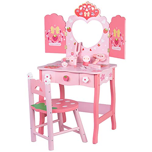 JW-YZWJ Children's Wooden Simulation Girl Pink Double Door Dressing Table Dressing Table Makeup Educational Toys