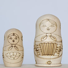 Load image into Gallery viewer, Blank Nesting Dolls for Self-Coloring. Set of 5 Traditional Matryoshka Unpainted Nesting Dolls, 4.2 inches
