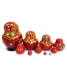 Load image into Gallery viewer, Russian Nesting Dolls Red Ashberry 10 Pieces Author&#39;s Hand-Painted Set of 10 Handmade Toys Gift Doll Home Decor Matryoshka 10 Dolls in 1&quot;.
