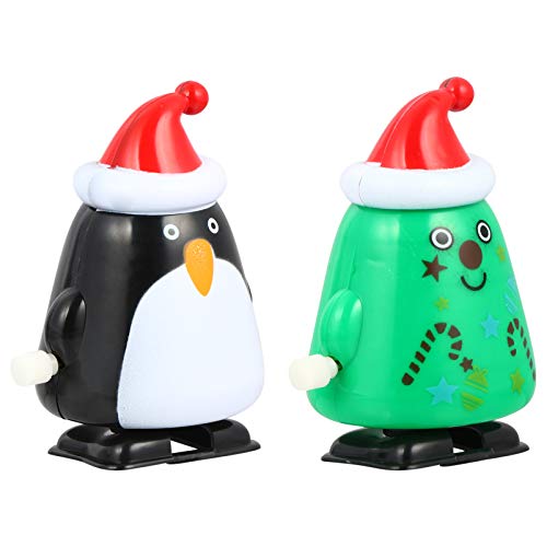NUOBESTY 2 Pcs Christmas Wind Up Toy Xmas Tree Penguin Holiday Party Favors Jumping Novelty Toys Children Festival Toys Kids Gift Decorative Props