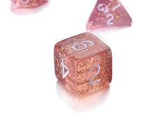 Load image into Gallery viewer, REINDEAR 7 Die Polyhedral Role Playing Game Dice Set with Velvet Pouch (Flash Powder Pink)
