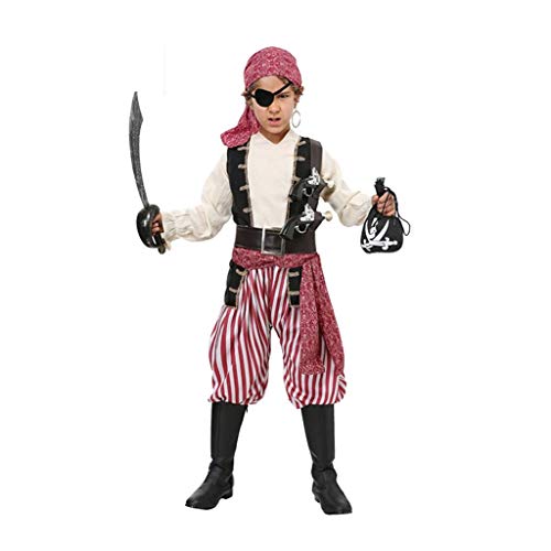 ZANZAN Halloween Costumes for Kids Halloween Childrens Day Party, Miniature Film Performance, Childrens Royal Pirate Crew Costume and Murderous Captain Costume (Size : Small)