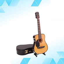 Load image into Gallery viewer, VOSAREA Mini Guitar Home Decorations Miniature Guitar Ornament with Stand and Case Mini Musical Instrument Replica Collectible Miniature Dollhouse Model Decor 20cm
