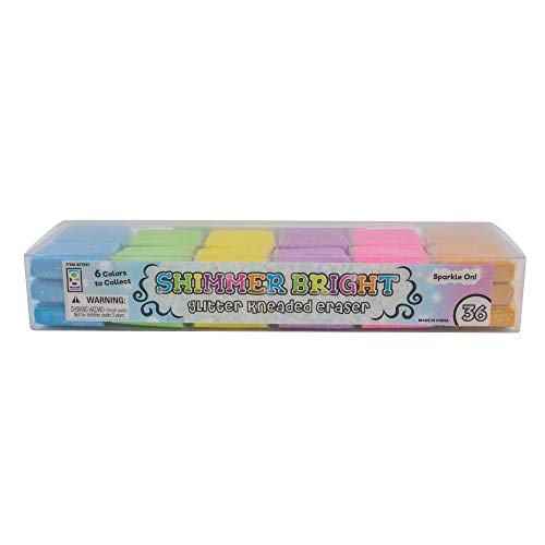Raymond Geddes Shimmer Bright Glitter Kneaded Erasers (Pack of 36)