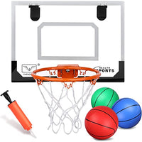 Mini Indoor Basketball Hoop for Kids, Small Indoor Basketball Hoop for Door Metal Rim Goal Hanging Wall Mount Board Sport Training Game for Adults Office Home(15.8