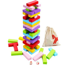 Load image into Gallery viewer, Gentle Monster Wooden Stacking Board Games, 54 Pcs Tumbling Tower Blocks Game for Kids and Families, Wood Balancing Blocks Montessori Toys, Colored Building Blocks for Party with Storage Bag
