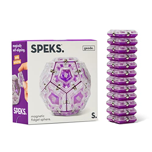 Speks Geode Magnetic Fidget Sphere - Pentagons 12-Piece Set - Quartz - Fun Desk Toy for Adults