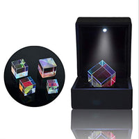WEXDEXIN Color Cube, RGB Dispersion Prism Cube with Led Light Box, Multi-Color Physics Toy Prism Cube 0.78inch(20mm)