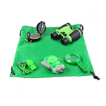 Load image into Gallery viewer, Outdoor Exploration Kit, Children&#39;s Toy Binoculars Flashlight Magnifying Glass Compass Whistle Backpack, Perfect for 3-12 Year Old Boys Girls,Green
