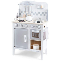 New Classic Toys White Wooden Pretend Play Toy Kitchen for Kids with Role Play Bon Appetit Included Accesoires