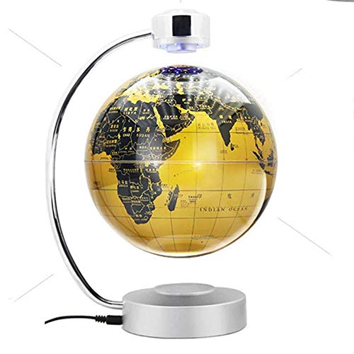 KANJJ-YU Explore The World Floating Globes 8 Inches Levitating Globes Colorful Led Light Educational Gifts Tool Home Office Desk Decoration,Gold (Color : Gold)