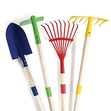 Load image into Gallery viewer, Play22 Kids Garden Tool Set Toy 4-Piece - Shovel, Rake, Hoe, Leaf Rake, Wooden Gardening Tools for Kids Best Outdoor Toys Gift for Boys and Girls
