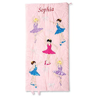 Lillian Vernon Kids Ballerina Dance Personalized Lightweight Indoor Sleeping Bag, Girls and Boys Bedding, Pink, 30 x 60 inches