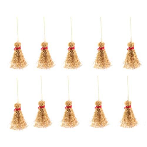 EXCEART 20pcs Mini Broom Witch Broom Dollhouse Miniature for DIY Crafts Fairy Garden Accessories Kitchen Pretend Play Decoration