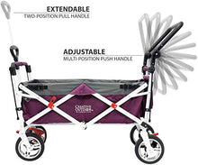 Load image into Gallery viewer, Creative Outddor Distributor Push Pull Folding Wagon for Kids, Beach, Foldable Canopy with Sun/Rain Shade (Magenta)
