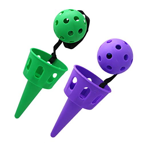 NUOBESTY 2 Sets Cup and Ball Game Mini Catch Ball Toy Ball Catching Cup Hand Eye Coordination Educational Toy for Toddler Kids Party Favor Green+ Purple