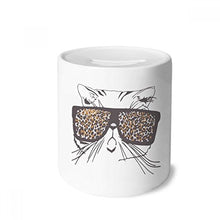 Load image into Gallery viewer, DIYthinker Leopard Print Sunglass Cat Head Animal Money Box Ceramic Coin Case Piggy Bank Gift
