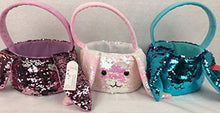 Load image into Gallery viewer, Gitzy Set of 3, Sequin Bunny Easter Baskets 6&quot; Opening and 10&quot; high
