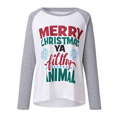 Franterd Merry Christmas Tops Women Christmas Stitching Alphabet Print Holiday Party Blouse Sports Pullover