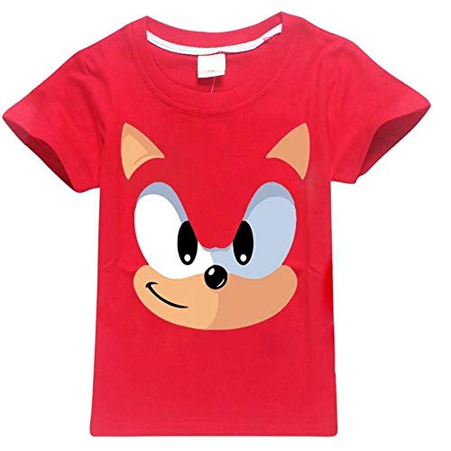 Boys Cartoon Sonic Clothes Girls 3D Funny Cotton T-Shirts Costume Children Spring Clothing Kids Tees Top Baby T Shirts (Red, 13T)