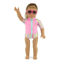 Load image into Gallery viewer, Emily Rose 18 Inch Doll Clothes | 18&quot; Doll 7 PC Surfer Swimming Bathing Suit Outfit, Includes Sunglasses and Doll Shoes! | Compatible with American Girl Dolls
