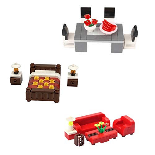 General Jim's Building Blocks Toy Bricks House Furniture Toy Set for Bedroom Living Room & Dining Room for City Street Houses Or Other Building Projects