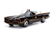 Load image into Gallery viewer, Jada 98625 DC Comics Classic TV Series Batmobile Die-cast Car, 1:18 Scale Vehicle &amp; 3&quot; Batman &amp; Robin Collectible Figurine 100% Metal, Black
