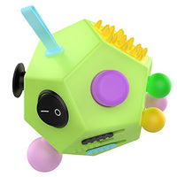ATiC 12 Sided Fidget Cube, Fidget Twiddle Cube Dodecagon Stress Relief Hand Toy Decompression for ADD, ADHD, Autism Kids and Adults, Green/Colorful