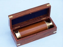 Load image into Gallery viewer, Hampton Nautical Captain&#39;s Brass/Wood Spyglass Telescope with Rosewood Box, 15&quot;, Brass
