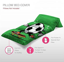 Load image into Gallery viewer, Kids Floor Pillow Skater Soccer Ball Skateboarding Character Design Pillow Bed, Reading Playing Games Floor Lounger, Soft Mat for Slumber Party, for Kids, King Size
