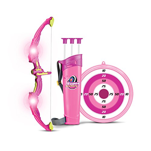 SainSmart Jr. Kids Bow & Arrow Toy, Princess Basic Archery Set Outdoor Hunting Game with 3 Suction Cup Arrows, Target & Quiver, Pink