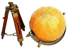 Load image into Gallery viewer, Antique Brass World Map Nautical Table Globe Ornament with Wooden Tripod Stand
