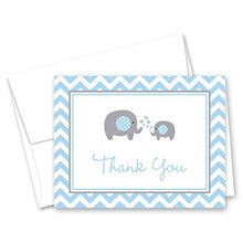 Load image into Gallery viewer, MyExpression.com 50 Cnt Grey Blue Chevron Elephant Baby Shower Thank You Cards
