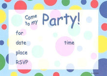 Load image into Gallery viewer, Lil&#39; Pickle Kids Blue Dots Invitations, Fill-in Style, 8 Pack
