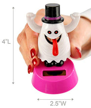 Load image into Gallery viewer, Home-X Ghost with Top Hat Solar Dancer Figure, Solar-Powered Dancing Office Desk Decor, Windowsill or Car Dashboard Decoration
