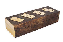 Load image into Gallery viewer, GoCraft Wooden Dominoes Set with Brass Inlaid Box | Double Six Professional Size Dominoes Set with Decorative Wooden Storage Box
