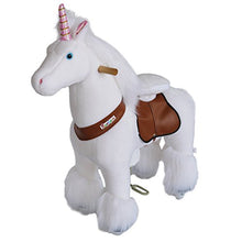 Load image into Gallery viewer, PonyCycle Official Riding Unicorn White Horse Giddy up Pony Plush Toy Walking Animal for Age 4-9 Years Medium Size - N4042
