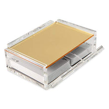 Load image into Gallery viewer, La Canasta Set, Canasta Card Holder Tray with 2 Decks of Playing Cards in Acrylic Box with Sliding Lid and Revolving Base, Keeps Stack of Cards Organized, Easy Rotate and Spins Freely (Gold Mirror)
