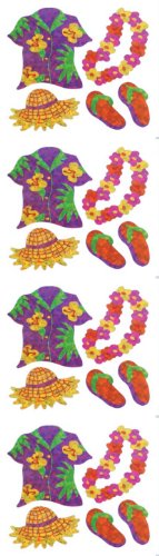 Jillson Roberts Prismatic Stickers, Mini Hawaii Shirts and Leis, 12-Sheet Count (S7313)