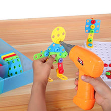 Load image into Gallery viewer, Creative Mosaic Drill Set, Drilling Toy with Screwdriver Tool, Trendy Bits Drill for Kids STEM Engineering Toys Puzzle, Toddler Drill Set Mosaic Design Building Blocks for 3 4 5 6 7 8 Year Olds
