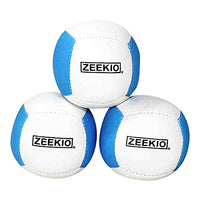 Zeekio Lunar Juggling Balls - [Set of 3], Professional UV Reactive, 6-Panel Balls, Synthetic Leather, Millet Filled, 110g Each, White/Blue