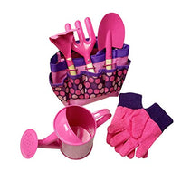 Jiajaja Children's Toy Gardening Tool Set, with Toy Shovel, Gloves, Watering Can, Rake, Fork and Bag, Exercise Children's Hands-on Ability and Cultivate Interest