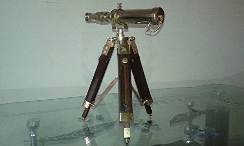 shaheera.nautical Vintage Navy Telescope Brass Tripod Telescope Brass Nautical Telescopes W/Tripod Master Stand- Desktop Telescope with Tripod C