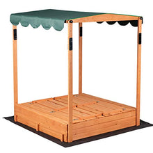 Load image into Gallery viewer, Wooden Outdoor Kids Sandbox Convertible Canopy Covered Sand Box Bench Seat Storage
