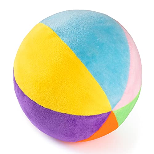 Plush Rainbow Fabric Ball Rattle | Soft Plush Ball for Baby & Toddlers | Baby First Ball | Infant Rattle Ball Toy | Rainbow Plush Ball | 0-36 Months
