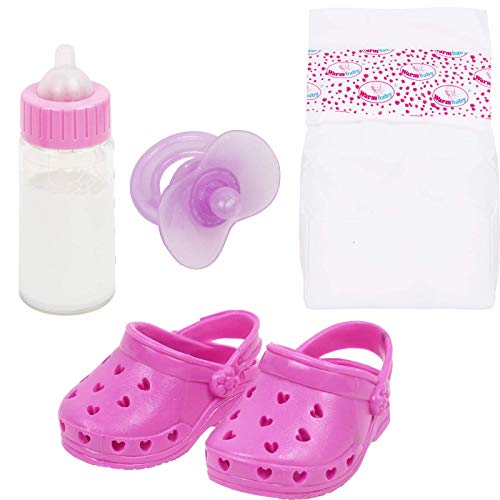 Click N' Play Baby Girl Doll Caring and Feeding Accessories Set (Doll not Included), Pink