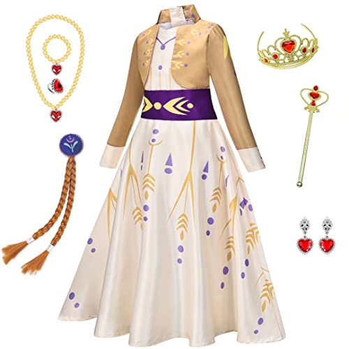 Kids Fancy Dress Costume - Ice Snow Queen Act 2 Princess Halloween Birthday Party Cosplay Outfit for Child Girl Teen Yellow