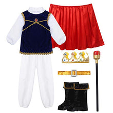 Load image into Gallery viewer, dPois Baby Boys Medieval Prince Costume Kids Halloween Cosplay Fancy Dress up King Role Play Masquerade Party Outfits Blue 12-14
