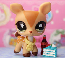 Load image into Gallery viewer, Junior Pet Shop lps Collectable Deer Figure 634, lps Giraffe Tan and Brown Body Brown Spots Deer with Green Flower Eyes with lps Accessories Kids Gift
