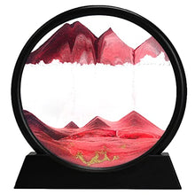 Load image into Gallery viewer, rysnwsu 3D Dynamic Sand Art Liquid Motion, Moving Sand Art Picture Round Glass 3D Deep Sea Sandscape in Motion Display Flowing Sand Frame Relaxing Desktop Home Office Work Decor (Red, 7&#39;&#39;)
